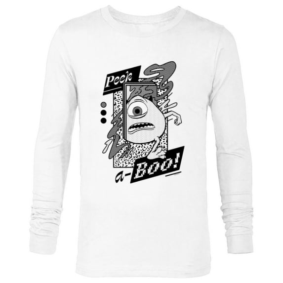 Disney PIXAR Monsters Inc. Mike Wazowski Peak-A-Boo - Long Sleeve T-Shirt for Men - Customized-White