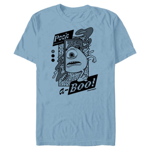 Disney PIXAR Monsters Inc. Mike Wazowski Peak-A-Boo - Short Sleeve Blended T-Shirt for Adults - Customized-Ocean Blue