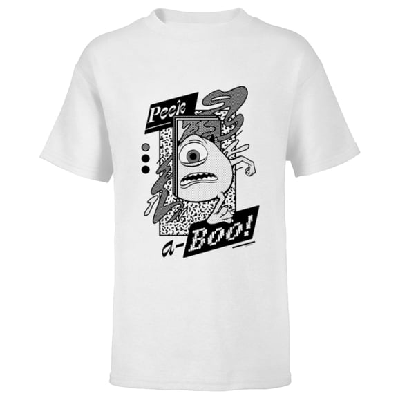 Disney PIXAR Monsters Inc. Mike Wazowski Peak-A-Boo - Short Sleeve T-Shirt for Kids - Customized-White