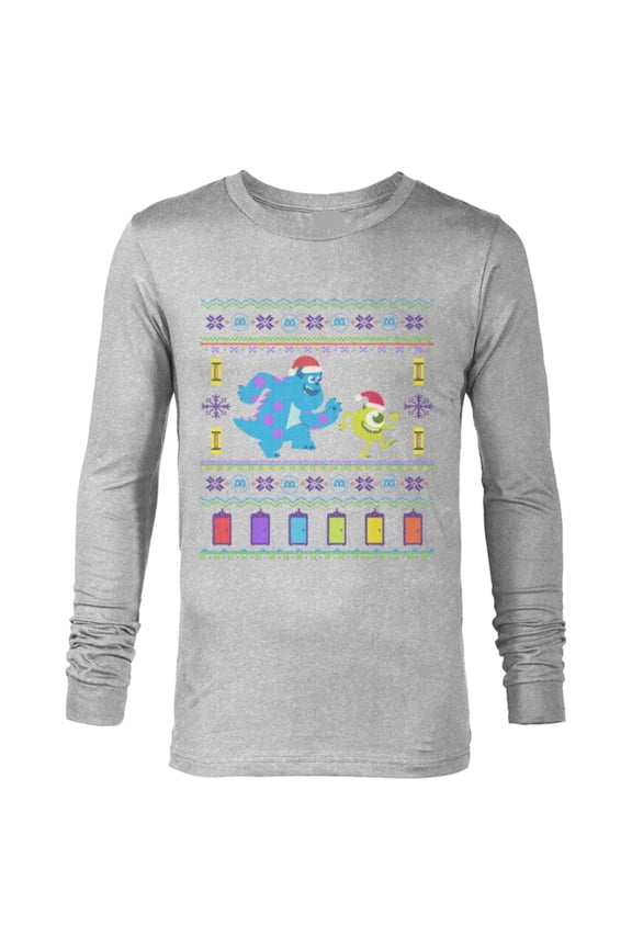 Disney PIXAR Monsters, Inc. Ugly Christmas Sweater Holiday - Long Sleeve T-Shirt for Men - Customized-Athletic Heather