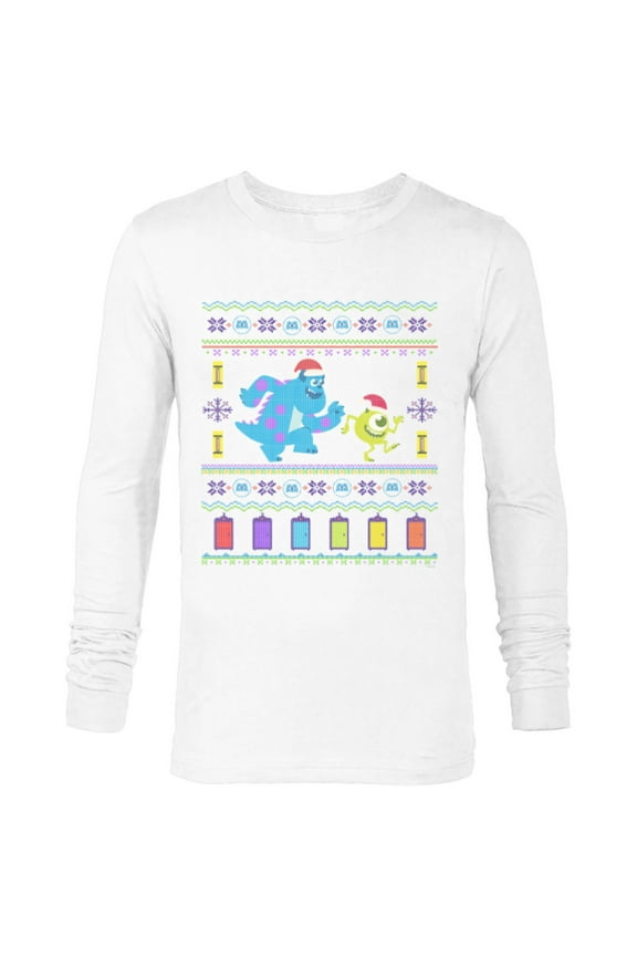 Disney PIXAR Monsters, Inc. Ugly Christmas Sweater Holiday - Long Sleeve T-Shirt for Men - Customized-White