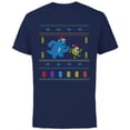 thumbnail image 1 of Disney PIXAR Monsters, Inc. Ugly Christmas Sweater Holiday - Short Sleeve Cotton T-Shirt for Adults - Customized-Navy, 1 of 5