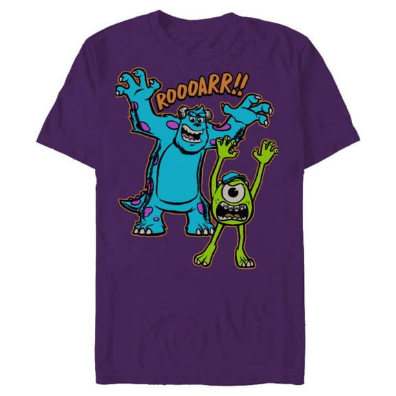Disney PIXAR Monsters U Mikey and Sulley Roar T-Shirt- Short Sleeve Blended T-Shirt for Adults - Customized-Purple
