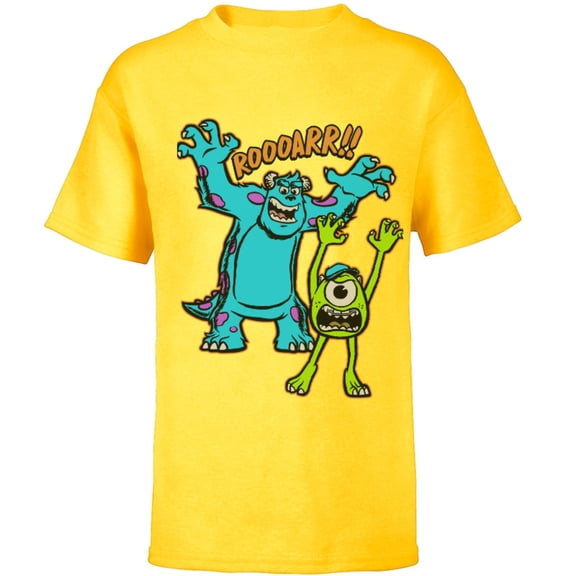 Disney PIXAR Monsters U Mikey and Sulley Roar T-Shirt - Short Sleeve T-Shirt for Kids - Customized-Yellow