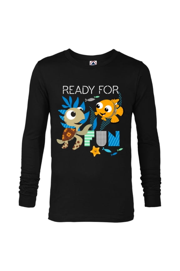 Disney PIXAR Nemo and Squirt T-Shirt - Long Sleeve T-Shirt for Men - Customized-Black