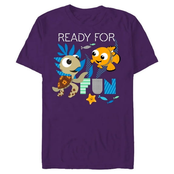 Disney PIXAR Nemo and Squirt T-Shirt- Short Sleeve Blended T-Shirt for Adults - Customized-Purple