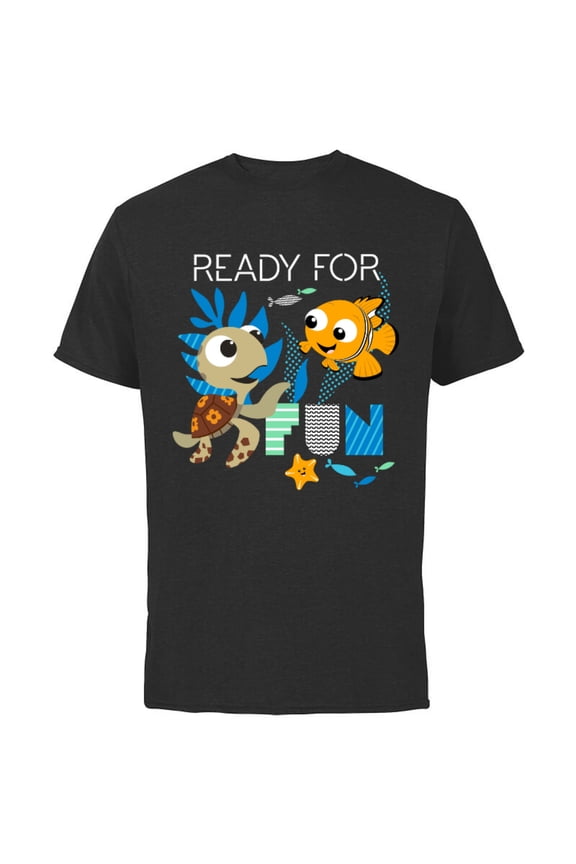 Disney PIXAR Nemo and Squirt T-Shirt - Short Sleeve Cotton T-Shirt for Adults - Customized-Black