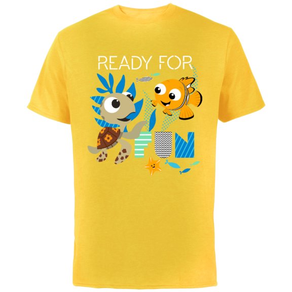 Disney PIXAR Nemo and Squirt T-Shirt - Short Sleeve Cotton T-Shirt for Adults - Customized-Yellow