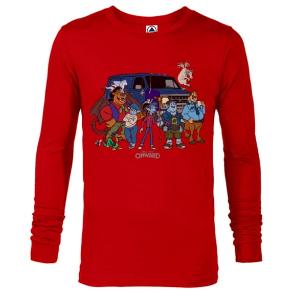 Disney PIXAR Onward Group Snapshot T-Shirt - Long Sleeve T-Shirt for Men - Customized-New Red
