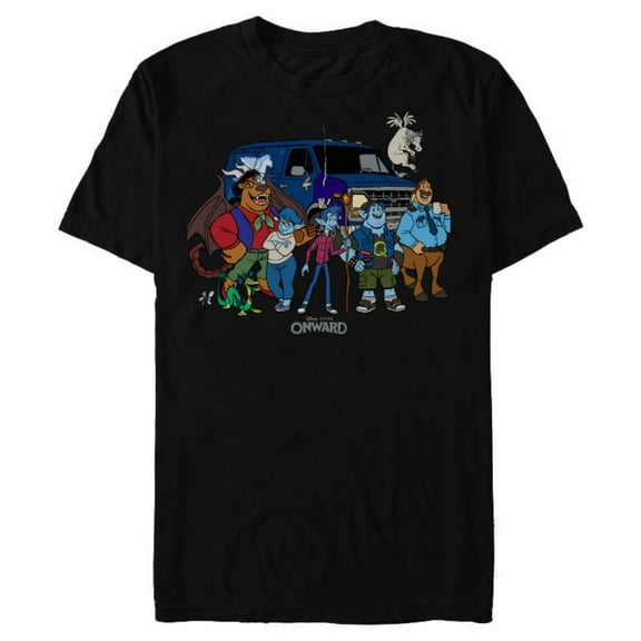 Disney PIXAR Onward Group Snapshot T-Shirt- Short Sleeve Blended T-Shirt for Adults - Customized-Black