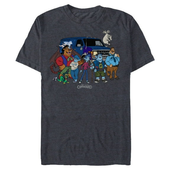 Disney PIXAR Onward Group Snapshot T-Shirt- Short Sleeve Blended T-Shirt for Adults - Customized-Navy Heather