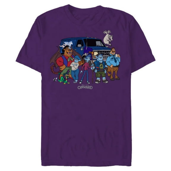 Disney PIXAR Onward Group Snapshot T-Shirt- Short Sleeve Blended T-Shirt for Adults - Customized-Purple