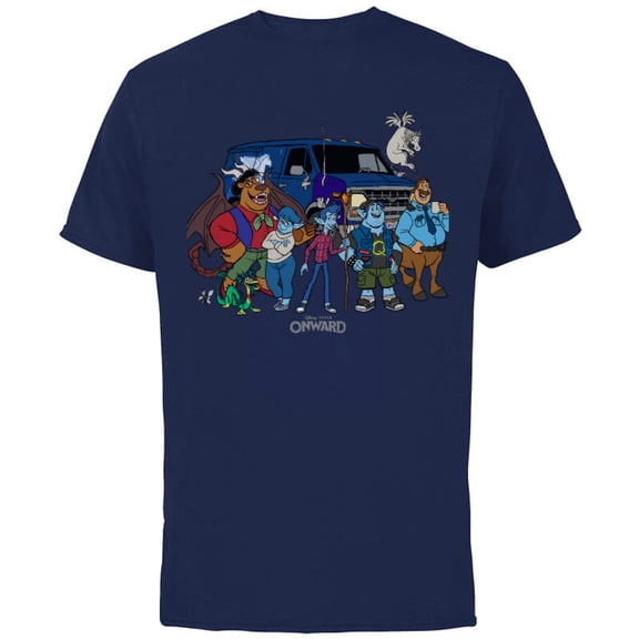 Disney PIXAR Onward Group Snapshot T-Shirt - Short Sleeve Cotton T-Shirt for Adults - Customized-Navy