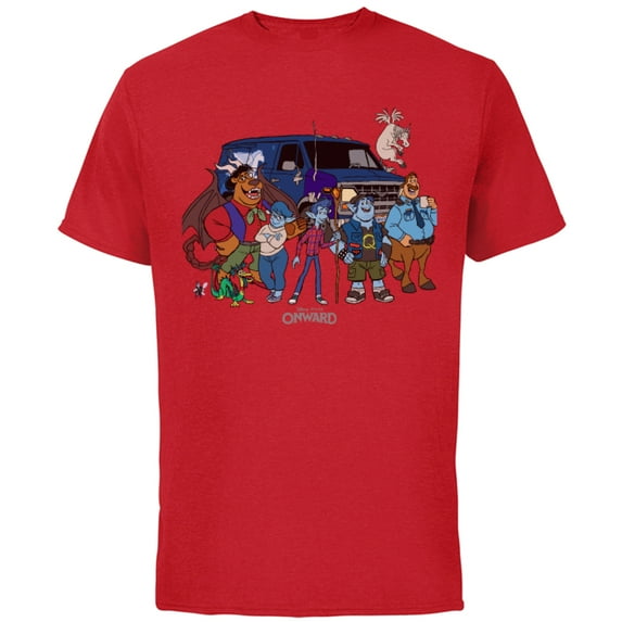 Disney PIXAR Onward Group Snapshot T-Shirt - Short Sleeve Cotton T-Shirt for Adults - Customized-Red