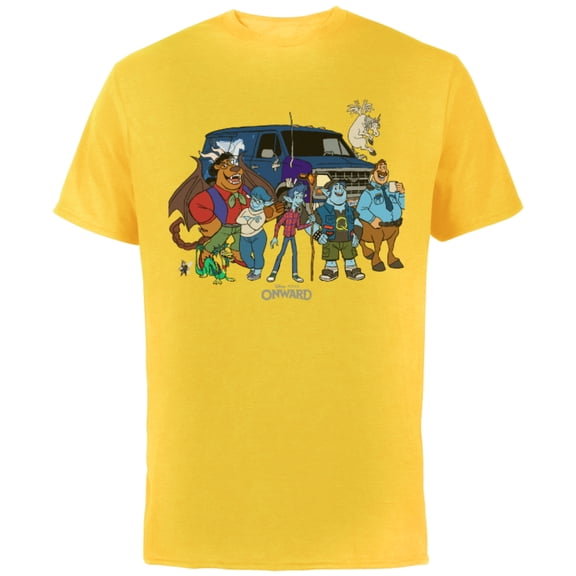 Disney PIXAR Onward Group Snapshot T-Shirt - Short Sleeve Cotton T-Shirt for Adults - Customized-Yellow