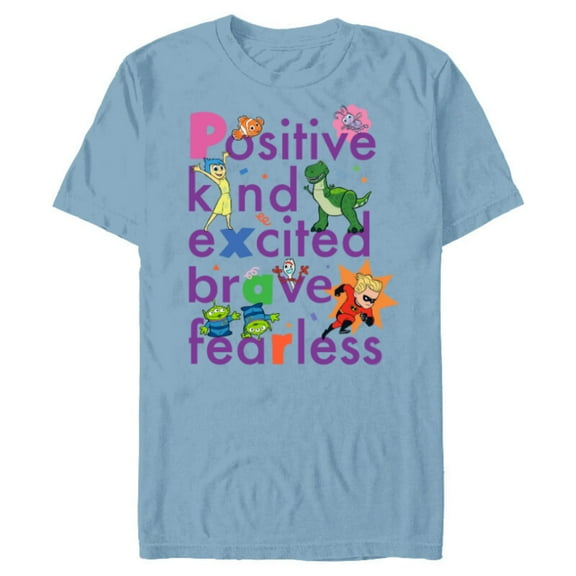 Disney PIXAR Positive, Kind, Excited, Brave & Fearless - Short Sleeve Blended T-Shirt for Adults - Customized-Ocean Blue