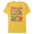 thumbnail image 1 of Disney PIXAR Positive, Kind, Excited, Brave & Fearless - Short Sleeve Blended T-Shirt for Adults - Customized-Yellow, 1 of 5