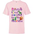 thumbnail image 1 of Disney PIXAR Positive, Kind, Excited, Brave & Fearless - Short Sleeve T-Shirt for Kids - Customized-Soft Pink, 1 of 5