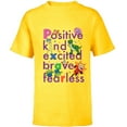 thumbnail image 1 of Disney PIXAR Positive, Kind, Excited, Brave & Fearless - Short Sleeve T-Shirt for Kids - Customized-Yellow, 1 of 5