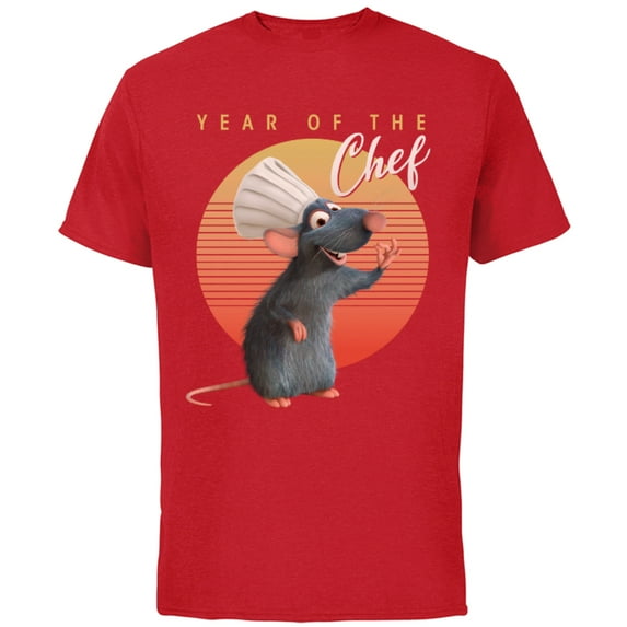 Disney PIXAR Ratatouille Remi Year of the Chef T-Shirt - Short Sleeve Cotton T-Shirt for Adults - Customized-Red