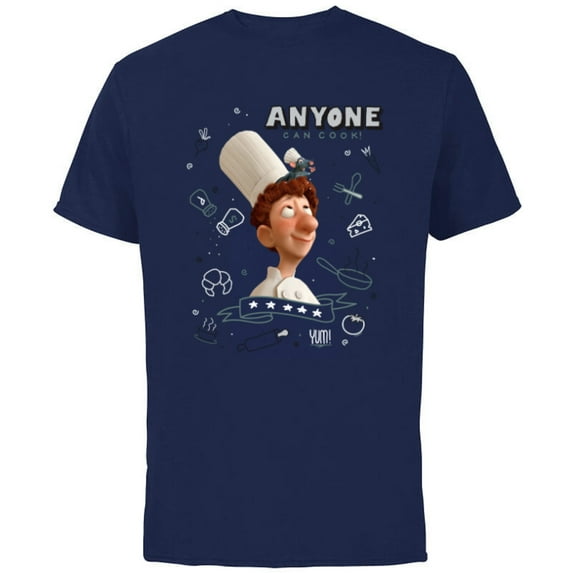 Disney PIXAR Ratatouille Remy & Linguini Anyone Can Cook - Short Sleeve Cotton T-Shirt for Adults - Customized-Navy