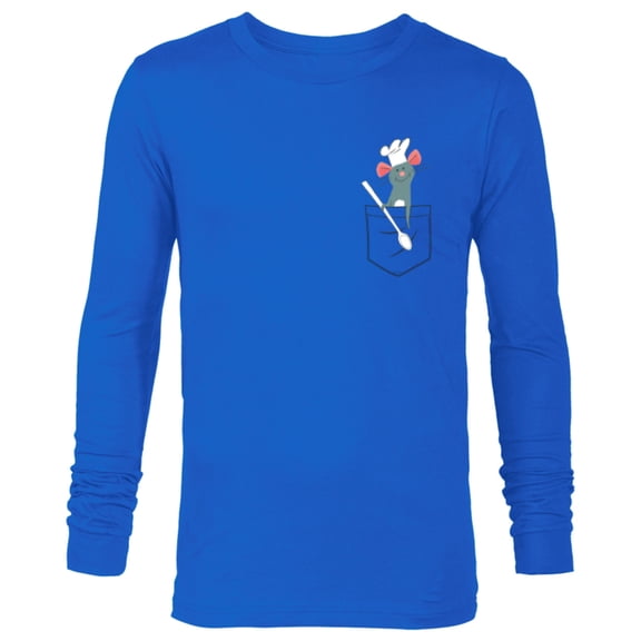 Disney PIXAR Ratatouille Remy Small Pocket Chef - Long Sleeve T-Shirt for Men - Customized-Navy