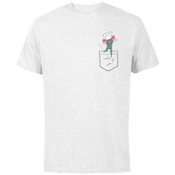 Disney PIXAR Ratatouille Remy Small Pocket Chef - Short Sleeve Cotton T-Shirt for Adults - Customized-White