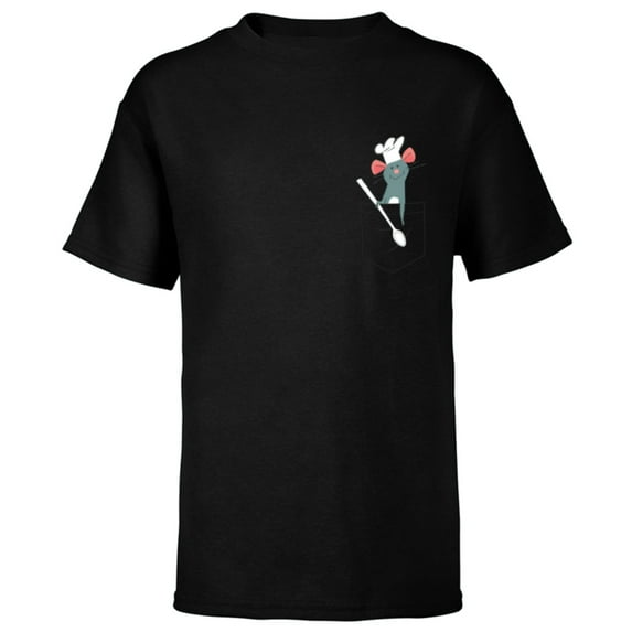 Disney PIXAR Ratatouille Remy Small Pocket Chef - Short Sleeve T-Shirt for Kids - Customized-Black