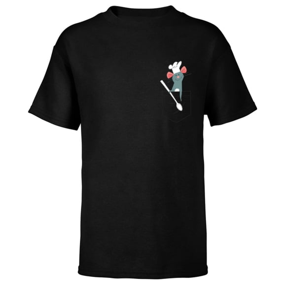 Disney PIXAR Ratatouille Remy Small Pocket Chef - Short Sleeve T-Shirt for Kids - Customized-Black