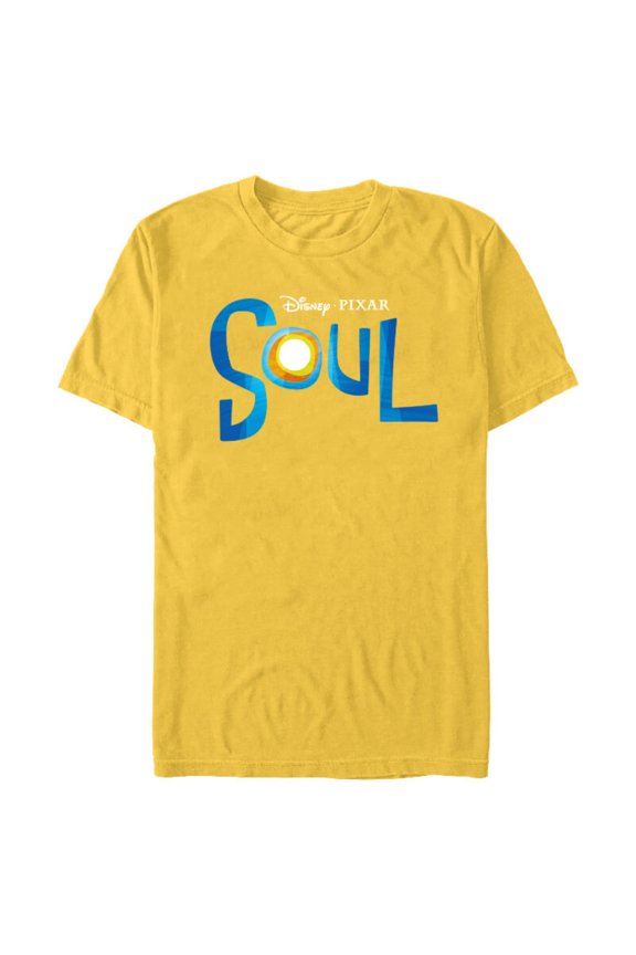 Disney PIXAR Soul Movie Logo Black T-Shirt- Short Sleeve Blended T-Shirt for Adults - Customized-Yellow