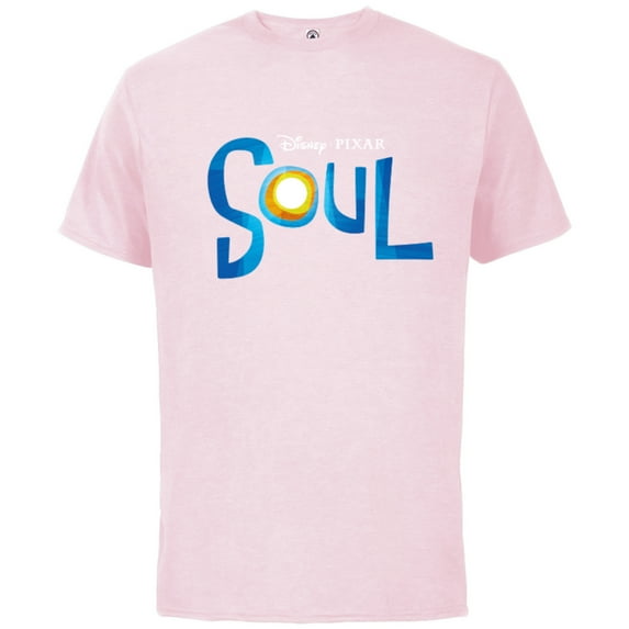 Disney PIXAR Soul Movie Logo Black T-Shirt - Short Sleeve Cotton T-Shirt for Adults - Customized-Soft Pink