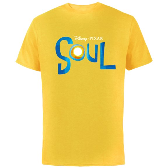 Disney PIXAR Soul Movie Logo Black T-Shirt - Short Sleeve Cotton T-Shirt for Adults - Customized-Yellow