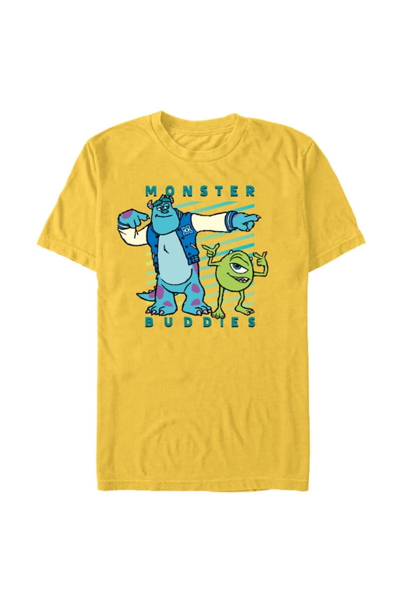 Disney PIXAR Sulley and Mike Wazowski Monster Buddies T-Shirt- Short Sleeve Blended T-Shirt for Adults - Customized-Yellow