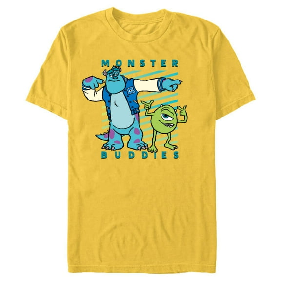 Disney PIXAR Sulley and Mike Wazowski Monster Buddies T-Shirt- Short Sleeve Blended T-Shirt for Adults - Customized-Yellow