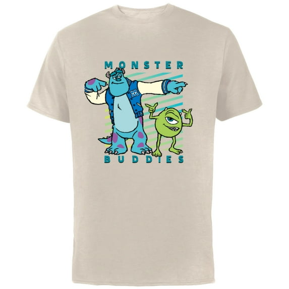 Disney PIXAR Sulley and Mike Wazowski Monster Buddies T-Shirt - Short Sleeve Cotton T-Shirt for Adults - Customized-Natural