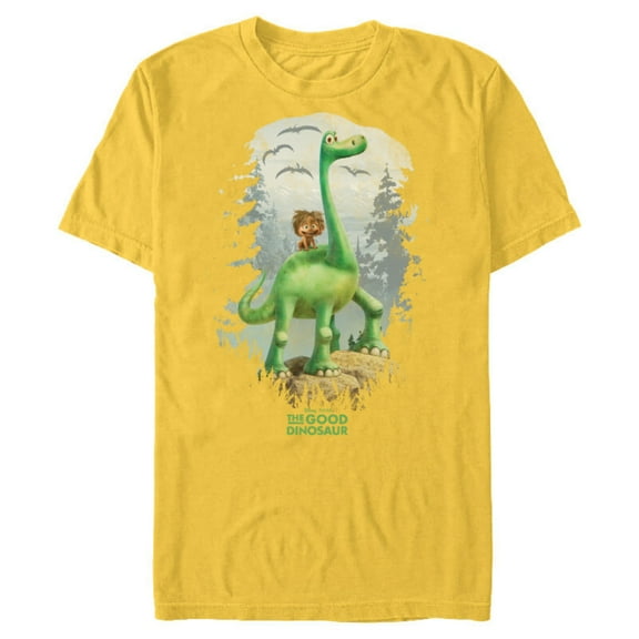 Disney PIXAR The Good Dinosaur Arlo and Spot T-Shirt- Short Sleeve Blended T-Shirt for Adults - Customized-Yellow