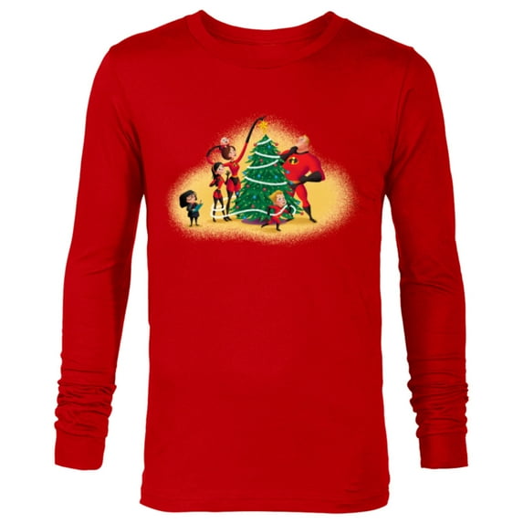 Disney PIXAR The Incredibles Holiday Decorating - Long Sleeve T-Shirt for Men - Customized-New Red