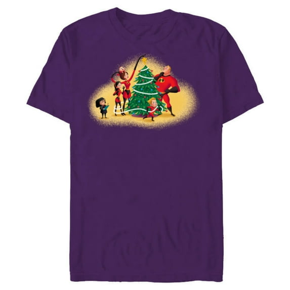 Disney PIXAR The Incredibles Holiday Decorating - Short Sleeve Blended T-Shirt for Adults - Customized-Purple