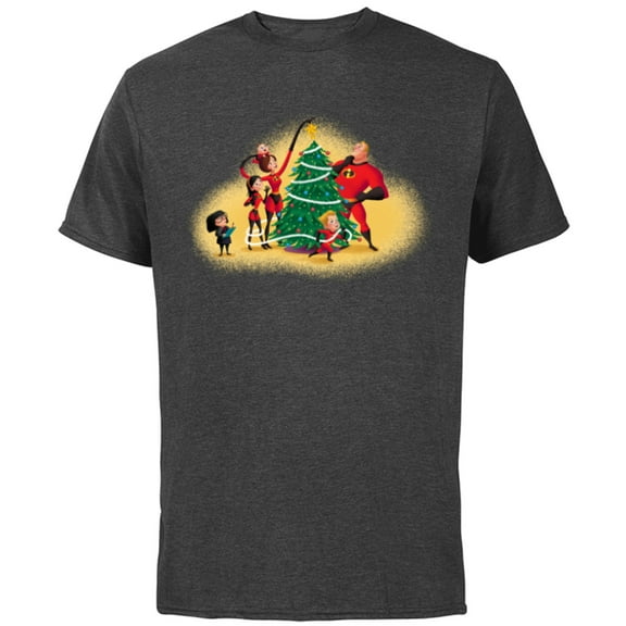 Disney PIXAR The Incredibles Holiday Decorating - Short Sleeve Cotton T-Shirt for Adults - Customized-Charcoal