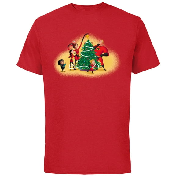 Disney PIXAR The Incredibles Holiday Decorating - Short Sleeve Cotton T-Shirt for Adults - Customized-Red