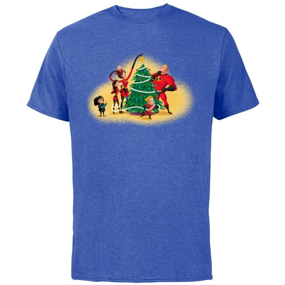 Disney PIXAR The Incredibles Holiday Decorating - Short Sleeve Cotton T-Shirt for Adults - Customized-Royal Heather