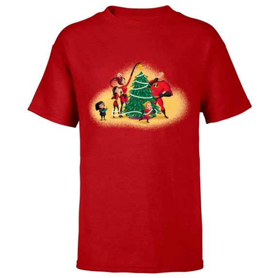 Disney PIXAR The Incredibles Holiday Decorating - Short Sleeve T-Shirt for Kids - Customized-Red