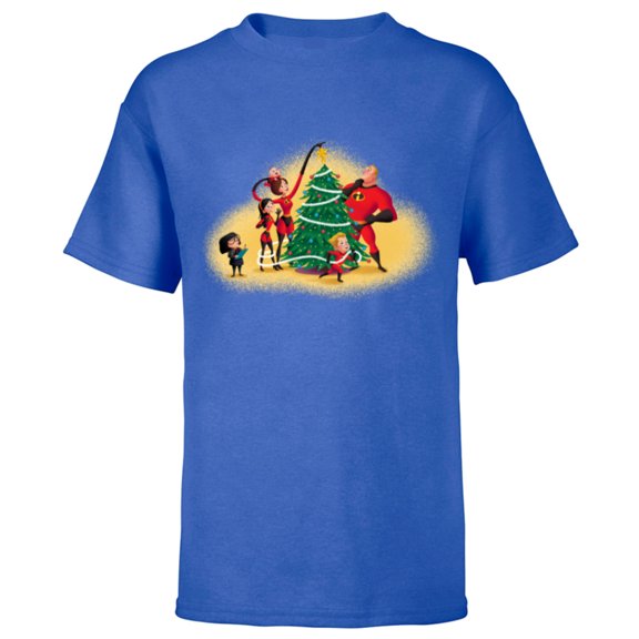 Disney PIXAR The Incredibles Holiday Decorating - Short Sleeve T-Shirt for Kids - Customized-Royal