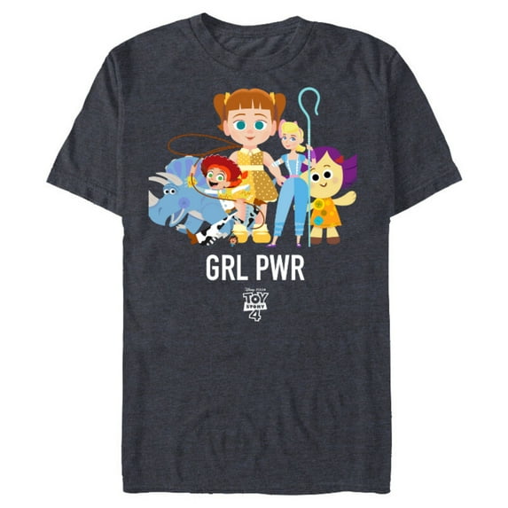Disney PIXAR Toy Story 4 GRL PWR Stylized T-Shirt- Short Sleeve Blended T-Shirt for Adults - Customized-Denim Snow Heather