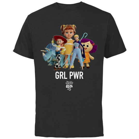 Disney PIXAR Toy Story 4 GRL PWR T-Shirt - Short Sleeve Cotton T-Shirt for Adults - Customized-Black