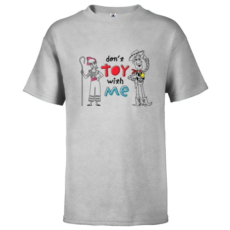 Disney PIXAR Toy Story 4 Woody Bo Peep Don t Toy with Me Short Sleeve T Shirt for Kids Customized Athletic Heather