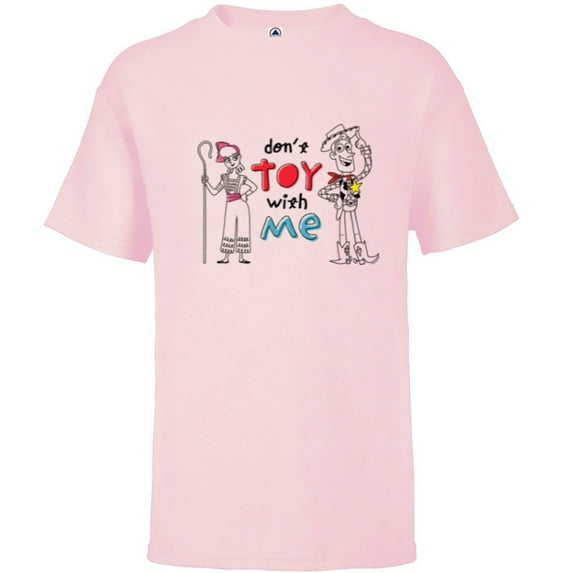 Disney PIXAR Toy Story 4 Woody & Bo Peep Don’t Toy with Me - Short Sleeve T-Shirt for Kids - Customized-Soft Pink