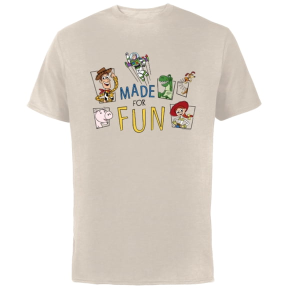 Disney PIXAR Toy Story Crew Made for Fun - Short Sleeve Cotton T-Shirt for Adults - Customized-Natural
