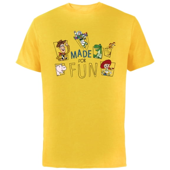 Disney PIXAR Toy Story Crew Made for Fun - Short Sleeve Cotton T-Shirt for Adults - Customized-Yellow