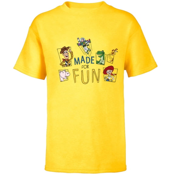 Disney PIXAR Toy Story Crew Made for Fun - Short Sleeve T-Shirt for Kids - Customized-Yellow